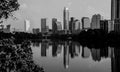 Monochrome Austin Skyline Cityscape Reflection Royalty Free Stock Photo