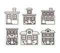 Monochrome background with set of houses facades