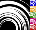 Monochrome background set with random concentric, radiating, rad Royalty Free Stock Photo