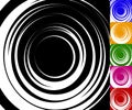 Monochrome background set with random concentric, radiating, rad Royalty Free Stock Photo