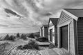 Monochrome photo of Beach cabins Royalty Free Stock Photo