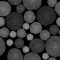 Monochrome bead pattern. Round elements. Seamless. Royalty Free Stock Photo