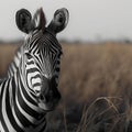 Monochrome beauty in nature a striped zebra roams freely in Africa