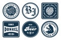 Monochrome beer bierdeckel vector set for design of brew beer in a brewery. The collection vintage bierdeckels for craft