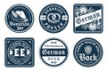 Monochrome beer bierdeckel vector set for design of brew beer in a brewery. The collection vintage bierdeckels for craft