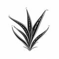 Monochrome Black Line Aloe Vera Logo On White Background