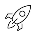 Monochrome black line rocket simple icon space shuttle universe travel technology spaceship Royalty Free Stock Photo