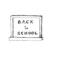 Monochrome black and white back to school icons sketches for coloring book isolated on white