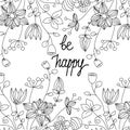 Monochrome black and white background with floral linear