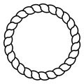 Monochrome black and white circle rope frame line art isolated vector