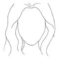 Monochrome black white fashion woman girl empty face hairstyle hair sketched line art vector Royalty Free Stock Photo