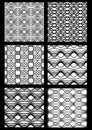 Monochrome black and white seamless patterns. Vector colection of art deco patterns.