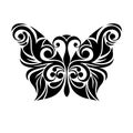 Monochrome black and white stylized butterfly.