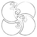 monochrome blurred contour of circular figures with numeration