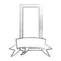 monochrome blurred contour of large rectangle dialog box design with ribbon