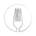 monochrome blurred contour of sketch of fork in circle