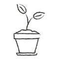 Monochrome blurred silhouette of plant in flower pot in closeup Royalty Free Stock Photo