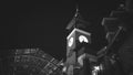 Monochrome of brick clock tower Royalty Free Stock Photo