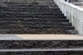 Monochrome brick grunge stone stairs and rock wall Royalty Free Stock Photo