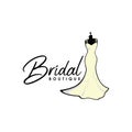 Monochrome Bridal Boutique Logo, Wedding Dresses Logo, Sign, Icon, Mannequin, Fashion, Beautiful Bride, Vector Design Royalty Free Stock Photo