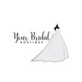 Monochrome Bridal Boutique Logo, Wedding Dresses Logo, Sign, Icon, Mannequin, Fashion, Beautiful Bride, Vector Design Royalty Free Stock Photo