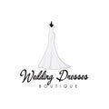 Monochrome Bridal Boutique Logo, Wedding Dresses Logo, Sign, Icon, Mannequin, Fashion, Beautiful Bride, Vector Design Royalty Free Stock Photo