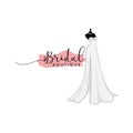 Monochrome Bridal Dress Boutique Logo Ideas, Fashion, Beautiful Bride, Vector Design Royalty Free Stock Photo