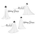 Monochrome Bridal Dress Boutique Logo Ideas Set, Fashion, Beautiful Bride, Vector Design Royalty Free Stock Photo