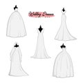 Monochrome Bridal Dress Boutique Logo Ideas Set, Fashion, Beautiful Bride, Vector Design Royalty Free Stock Photo