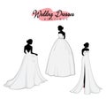 Monochrome Bridal Dress Boutique Logo Ideas Set, Fashion, Beautiful Bride, Vector Design