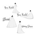 Monochrome Bridal Gowns Boutique Logo Ideas Set, Mannequin, Fashion, Beautiful Bride, Vector Design Royalty Free Stock Photo