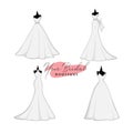 Monochrome Bridal Gowns Boutique Logo Ideas Set, Mannequin, Fashion, Beautiful Bride, Vector Design Royalty Free Stock Photo