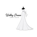 Monochrome Bridal Gowns Boutique Logo Ideas, Sign, Icon, Mannequin, Fashion, Beautiful Bride, Vector Design Royalty Free Stock Photo