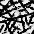 Monochrome brushstrokes seamless vector pattern background. Black white wicker effect backdrop. Painterly grunge style Royalty Free Stock Photo