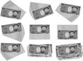 Monochrome Bunch of Cute hand-painted Japanese 1000 yen note set