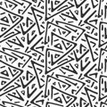 Monochrome chaotic tribal triangles pattern