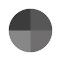 Monochrome chart Vector illustration. Four grey tones. Black and white palette. Circular graph symbol. Royalty Free Stock Photo