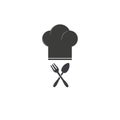 Monochrome chef with spoon and fork