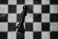 Monochrome chessboard with lonely black king. The concept of the problems of the financial game, money and economy