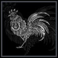 Monochrome Chicken rooster mandala arts