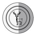 Monochrome circle with middle shadow sticker with reindeer with scarf