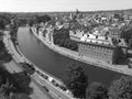 Monochrome cityscape of Namur as seen from the Citadel of Namur