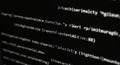 Monochrome close-up of a computer screen displaying lines of cod Royalty Free Stock Photo