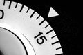 monochrome close-up of an old analog laboratory timer set to 14 Royalty Free Stock Photo