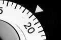 monochrome close-up of an old analog laboratory timer set to 19 Royalty Free Stock Photo