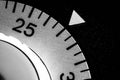 monochrome close-up of an old analog laboratory timer set to 27 Royalty Free Stock Photo