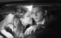 Monochrome closeup portrait bride and groom