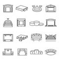 Monochrome collection of podium and stage icon vector illustration. Tribune or concert platform