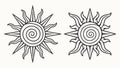 Monochrome collection of sun designs