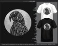 Monochrome color hyacinth macaw bird mandala arts isolated on black and white t shirt Royalty Free Stock Photo